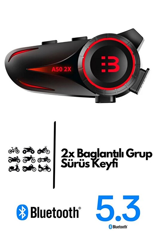 MOTORSİKLET BLUETOOTH 5.3 KULAKLIK 2X SÜRÜCÜ BAĞLANTILI RGB LED IŞIKLI İNTERCOM