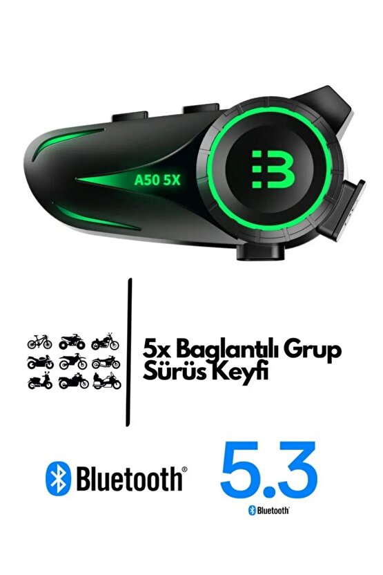 MOTORSİKLET BLUETOOTH 5.3 KULAKLIK 5X SÜRÜCÜ BAĞLANTILI RGB LED IŞIKLI İNTERCOM