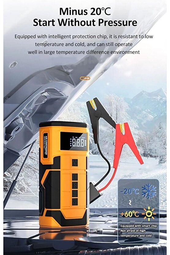 ACİL AKÜ TAKVİYE MARŞ MOTORU START 8000MAH 14.8V 150PSİ LASTİK ŞİŞİRME POMPASI POWERBANK