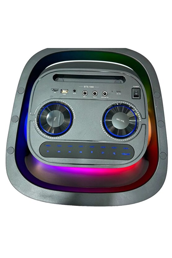 ÇİFT KABLOSUZ MİKROFONLU BLUETOOTH HOPARLÖR ŞARJLI TAŞINABİLİR BÜYÜK BOY PARTY SPEAKER GİTAR BAĞLAMA