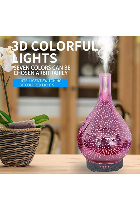 3D CAM 7 RENK LED IŞIKLI ODA HAVA NEMLENDİRİCİ ULTRASONİK AROMA DİFİZÖR BUHAR MAKİNESİ