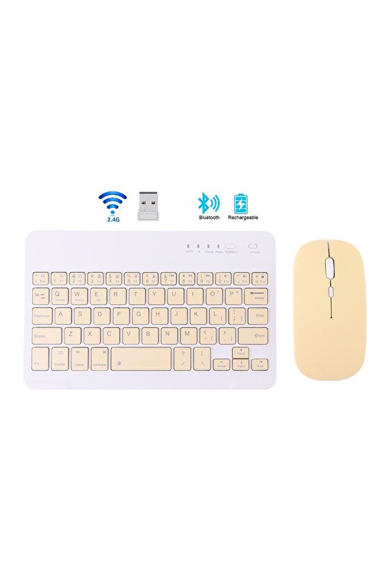 BLUETOOTH + USB WİRELESS KLAVYE MOUSE SETİ SESSİZ ŞARJLI BT+USB MOUSE & KEYBOARD SET