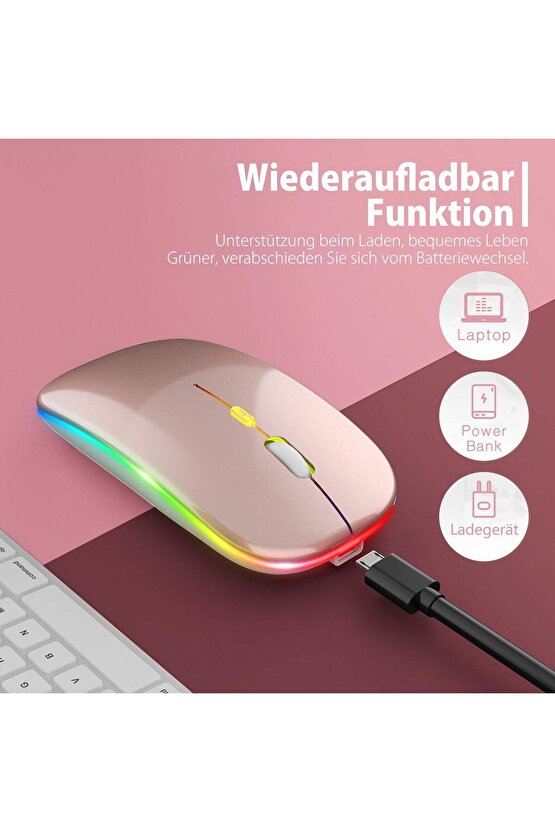 LED IŞIKLI ŞARJLI MOUSE 2.4GHZ USB WİRELESS VE BLUETOOTH LU SESSİZ İOS ANDROİD TELEFON TABLET PC TV