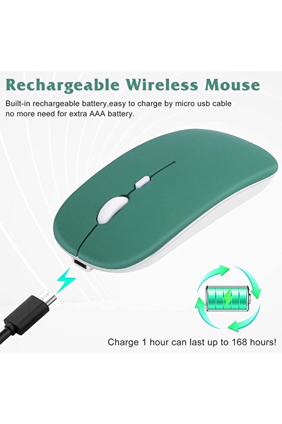 ŞARJLI MOUSE 2.4GHZ USB WİRELESS VE BLUETOOTH LU SESSİZ FARE İOS ANDROİD TABLET TELEFON UYUMLU