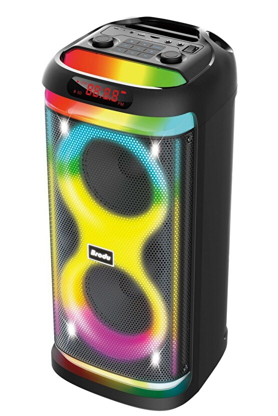 BÜYÜK BOY ÇİFT KABLOSUZ MİKROFONLU TAŞINABİLİR HOPARLÖR BLUETOOTH PARTY SPEAKER