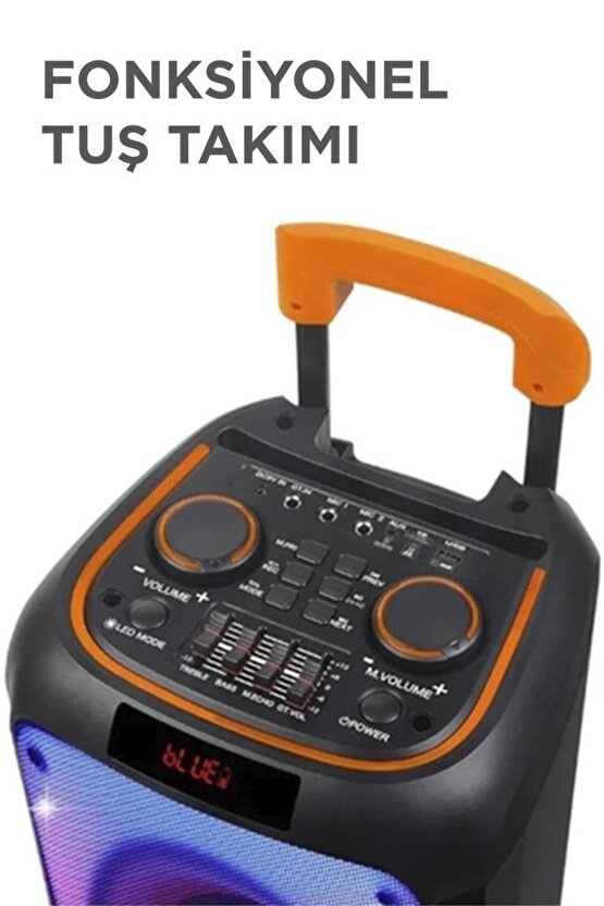 TORİMA NDR-1095 Siyah Taşınabilir Büyük Boy Rgb Bluetooth Mikrofonlu Parti Hoparlör