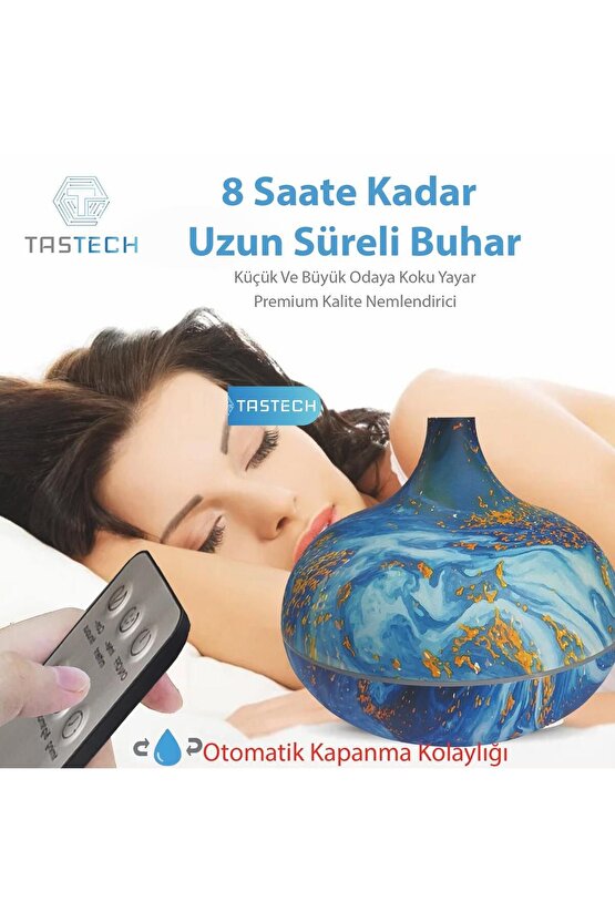 Aroma Terapi Oda Hava Nemlendirici 550ml Ultrasonik Buhar Makinesi Ahşap Görünüm 7 Renk Led Işıklı