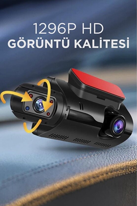 Ta-03 Siyah 1296p Araç Içi 2 Kameralı Lcd Ekranlı Gece Görüşlü , G-sensörlü Kamera