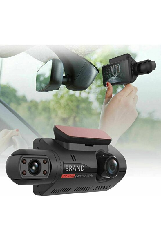 2 KAMERALI ARAÇ İÇİ KAMERA EKRANLI 2 LENS CARDVR DASH CAM ÖN VE İÇ