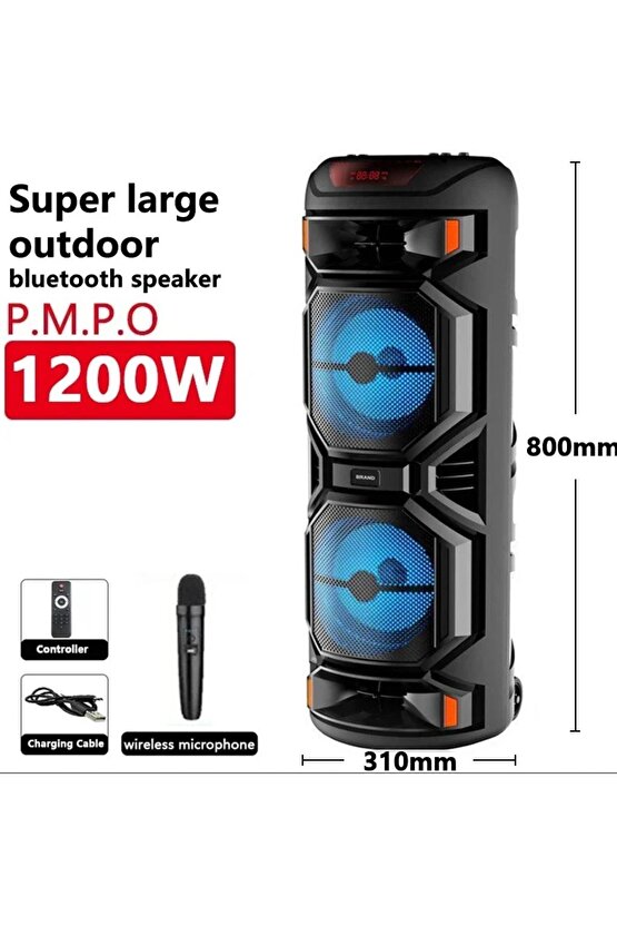 BÜYÜK BOY KABLOSUZ MİKROFONLU ŞARJLI HOPARLÖR KARAOKE BLUETOOTH SPEAKER