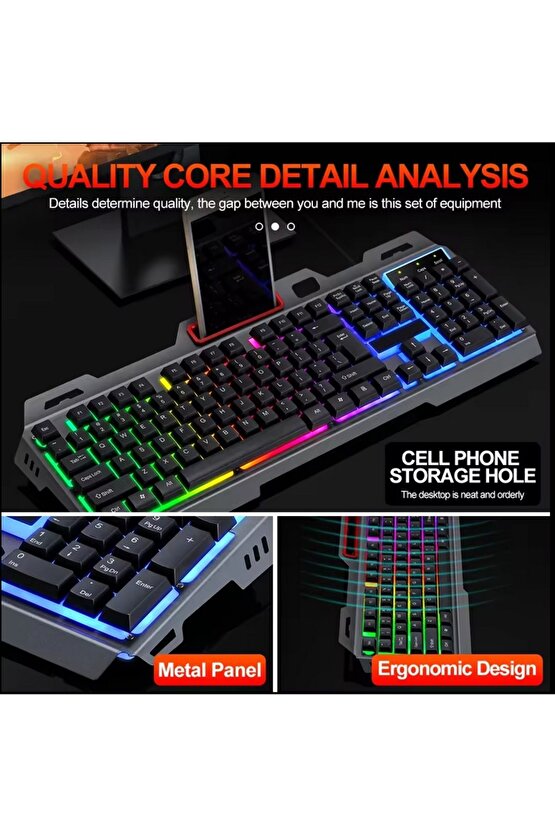 USB KABLOLU OYUNCU KLAVYE MOUSE SET LED IŞIKLI GAMİNG MOUSE KEYBOARD SET uyumlu