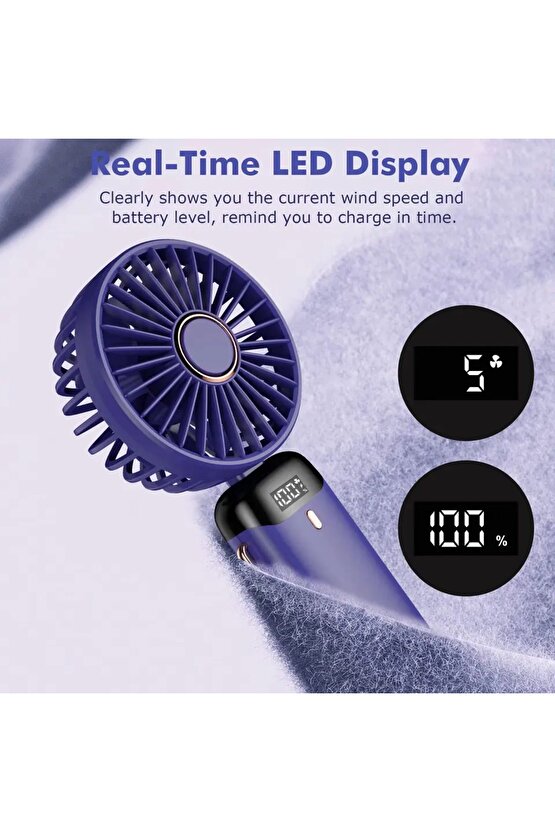 Mini Klima Led Göstergeli Şarjlı El Fanı Vantilatör 5 Kademeli Hız Serinletici Parfümlü Fan