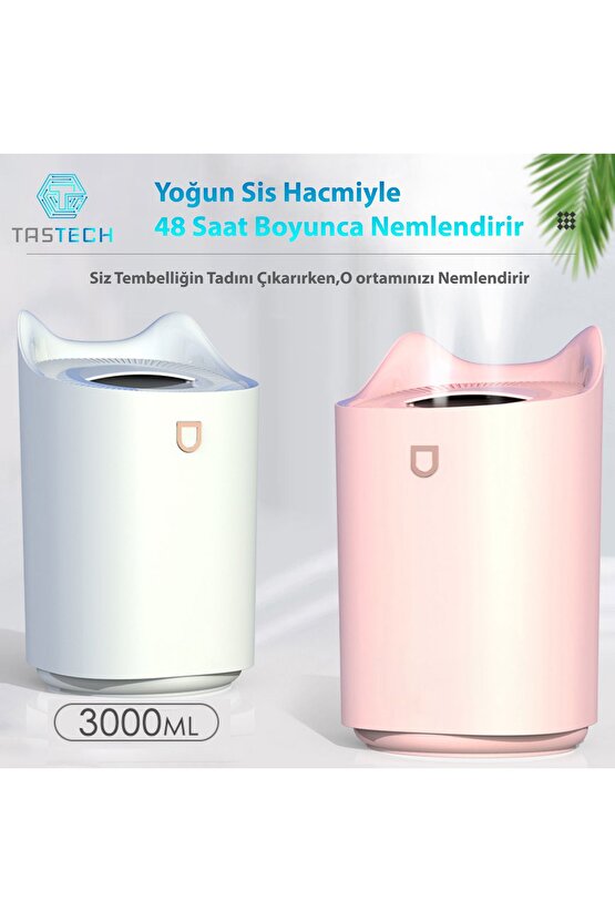 3L ULTRASONİK ODA HAVA NEMLENDİRİCİ ÇİFT SPREY AROMATHERAPY EV OFİS HUMUDİFİER RGB IŞIKLI