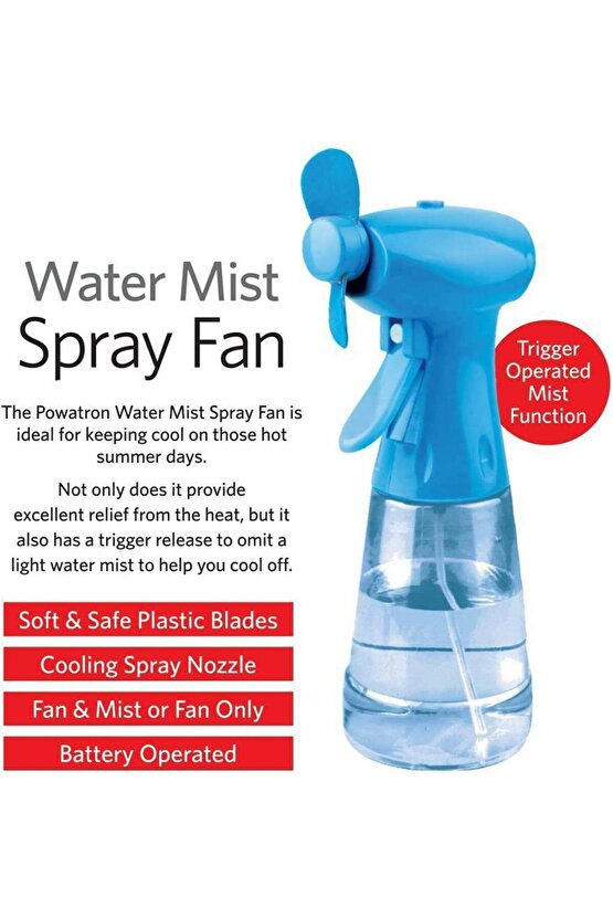 SULU FAN VANTİLATÖR SERİNLETİCİ MİNİ KLİMA YÜZ SOĞUTMA FANI 350 ML SU TANKI PİLLİ WATER SPRAY FAN