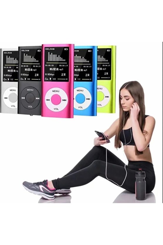 METAL MP3 ÇALAR DİJİTAL EKRANLI MP4 PLAYER SES KAYIT FM RADYO 32GB HAFIZA KARTI