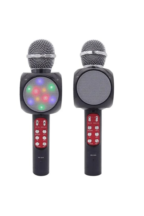 LED IŞIKLI ŞARJLI KABLOSUZ KARAOKE MİKROFON BLUETOOTH HOPARLÖR SES DEĞİŞTİRME SD KART USB GİRİŞLİ