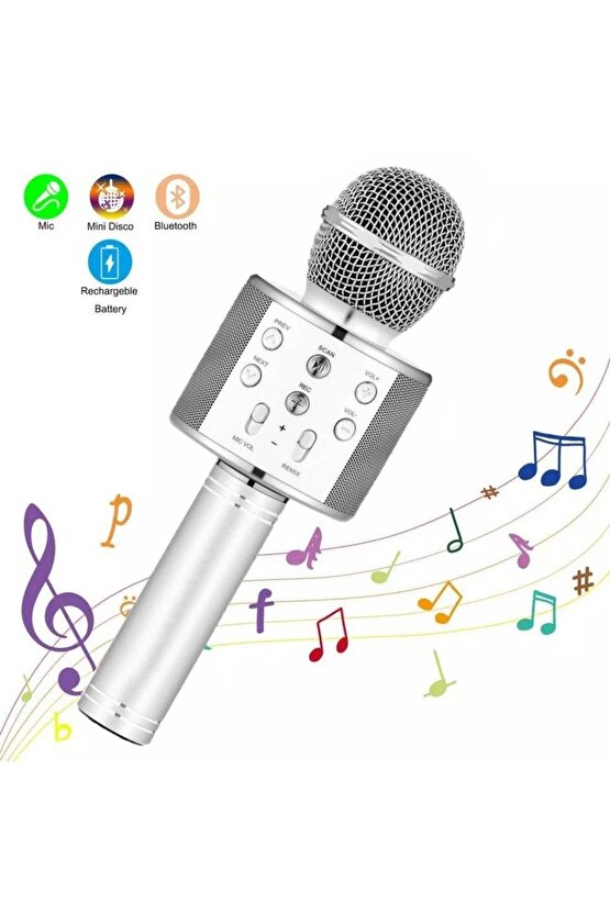 ŞARJLI KABLOSUZ KARAOKE MİKROFON BLUETOOTH HOPARLÖR SES DEĞİŞTİRME ÖZELLİKLİ SD KART USB GİRİŞLİ