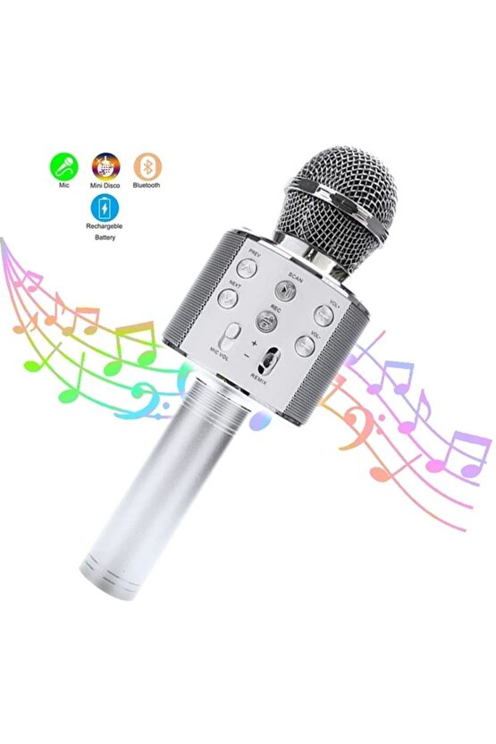 ŞARJLI KABLOSUZ KARAOKE MİKROFON BLUETOOTH HOPARLÖR SES DEĞİŞTİRME ÖZELLİKLİ SD KART USB GİRİŞLİ