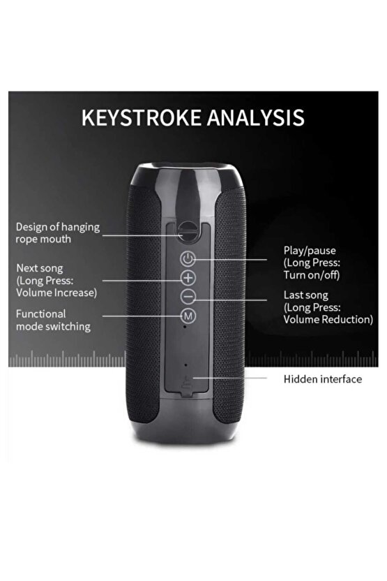 Fm Radyolu Bluetooth Hoparlör Yükses Ses Extra Bass Wireless Speaker Usbsdaux Girişli Ses Bombası