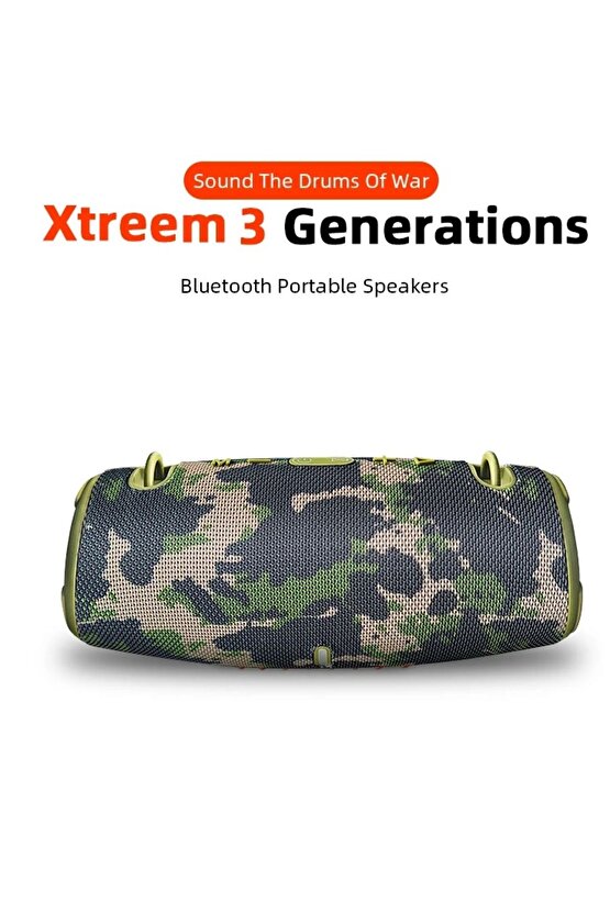 BLUETOOTH SPEAKER ŞARJLI TAŞINABİLİR KABLOSUZ HOPARLÖR SD KART USB AUX FM RADYO XTREEM3