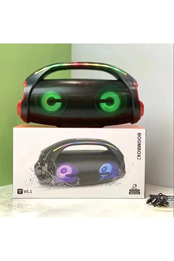 BLUETOOTH SPEAKER ŞARJLI TAŞINABİLİR KABLOSUZ HOPARLÖR SD KART USB AUX FM RADYO BOOMBOX2