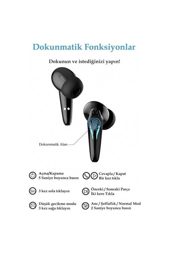 BLUETOOTH KULAKLIK LED IŞIKLI HD SES TWS DOKUNMATİK OYUNCU KULAKLIĞI ENC GAME MODE GAMİNG HEADSET