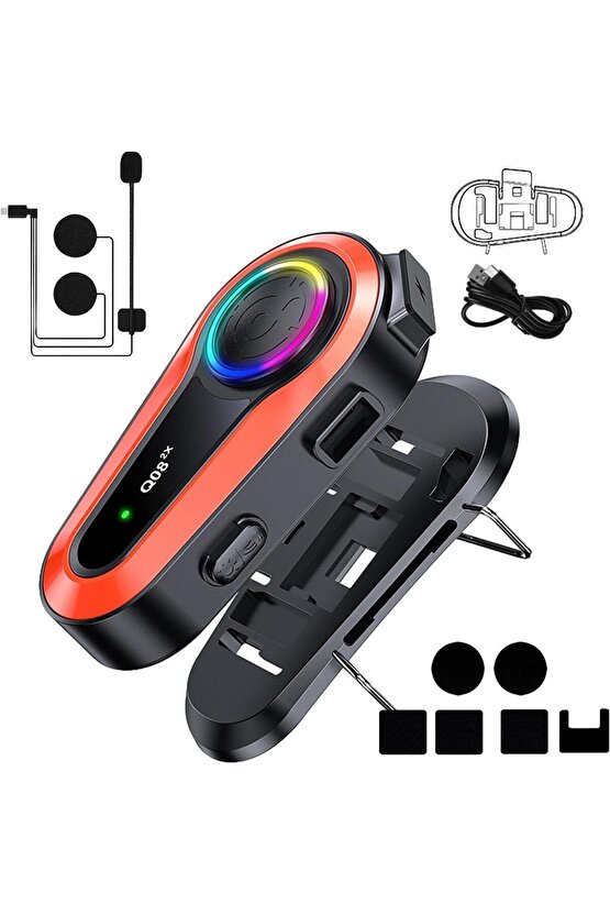 SU GEÇİRMEZ MOTORSİKLET BLUETOOTH KULAKLIK RGB IŞIKLI OTOMATİK CEVAPLAMA MİKROFONLU KASK İNTERCOM