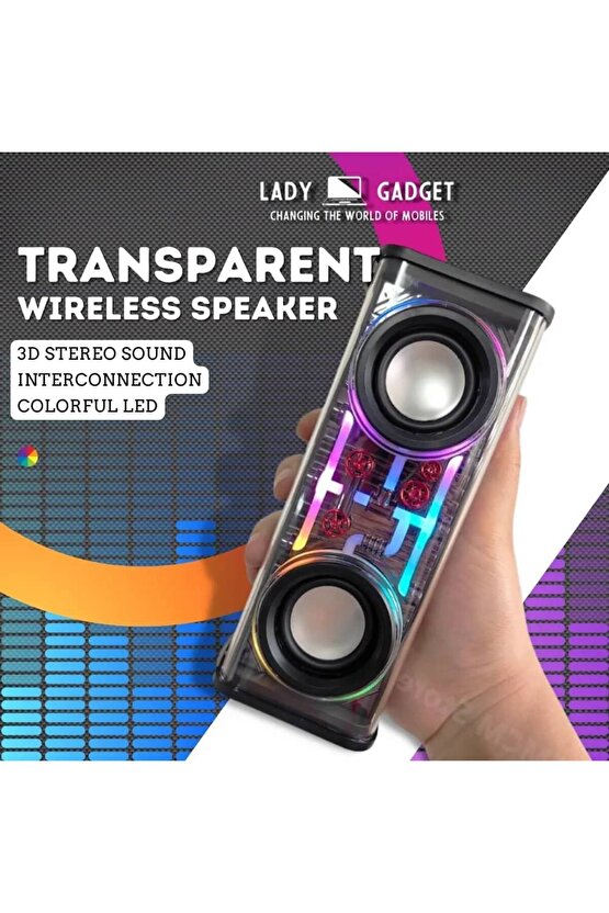 bluetooth hoparlör tws özellikli 2x5w led ışıklı fm radyo usb sd kart giriş kablosuz şarjlı speaker