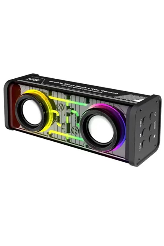 bluetooth hoparlör tws özellikli 2x5w led ışıklı fm radyo usb sd kart giriş kablosuz şarjlı speaker