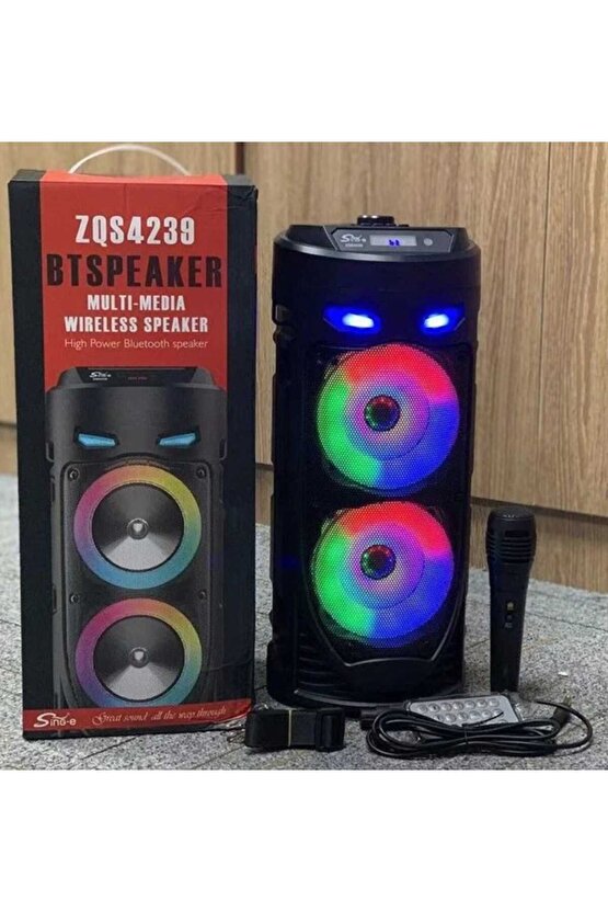 BLUETOOTH HOPARLÖR SD KART USB GİRİŞLİ MİKROFONLU LED IŞIKLI ŞARJLI KABLOSUZ SPEAKER