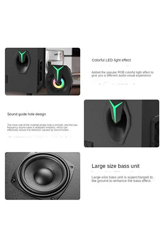 MULTİMEDYA BLUETOOTH HOPARLÖR SD KART USB 2.1 KANAL SUBWOOFER 2+1 IŞIKLI PC SPEAKER