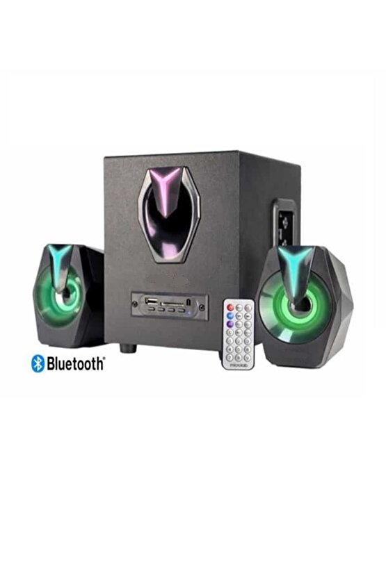 MULTİMEDYA BLUETOOTH HOPARLÖR SD KART USB 2.1 KANAL SUBWOOFER 2+1 IŞIKLI PC SPEAKER