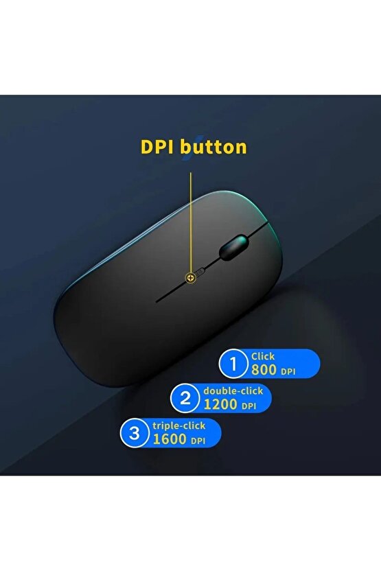 ŞARJLI MOUSE 2.4GHZ USB WİRELESS VE BLUETOOTH LU SESSİZ MAT SİYAH