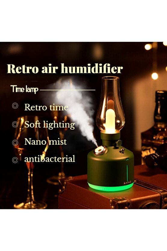 Retro Hava Nemlendirici Vintage Gece Lambası Mist Püskürtücü Aromaterapi Difüzör Hava Nemlendirici