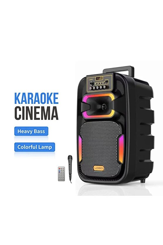 MİKROFONLU BLUETOOTH SPEAKER LED IŞIKLI KARAOKE HOPARLÖR SD KART USB AUX BÜYÜK BOY HOPARLÖR