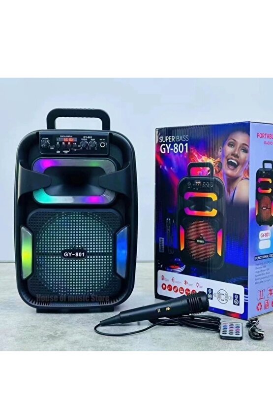 MİKROFONLU BLUETOOTH SPEAKER LED IŞIKLI KARAOKE HOPARLÖR SD KART USB AUX BÜYÜK BOY HOPARLÖR