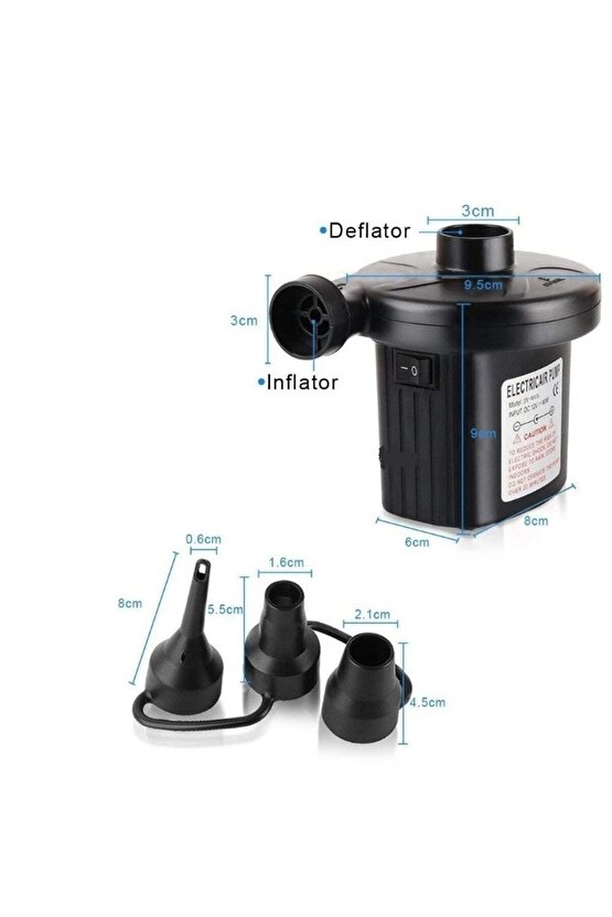 Elektric Air Pump 12v Çakmaklık Girişli Hava Pompası Şişme Yatak Bot Simit Koltuk Deniz Yatak Pompa