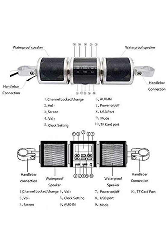 Motorsiklet Bluetooth Hoparlör Motosiklet Mp3 Çalar Fmsdusb Ayarlanabilir Bracket Gidon