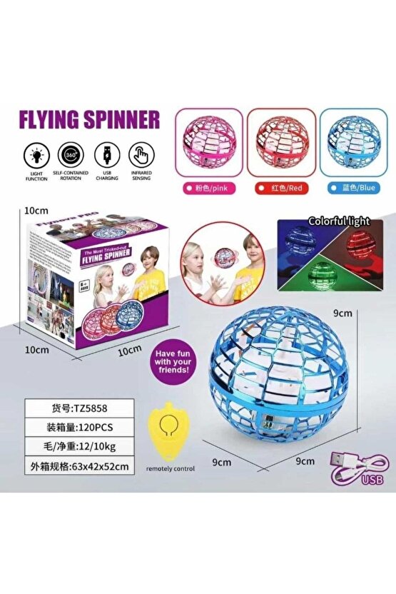 Uçan top şarjlı oyuncak renkli ışıklı kumandalı flying spinner flynova