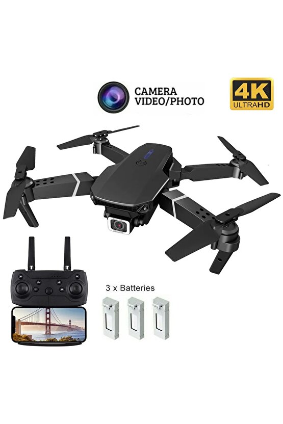 ÇİFT Kameralı Drone 4K Hava Quadcopter 2.4G Kızılötesi Rc Işıklı Katlanabilir Drone wifi