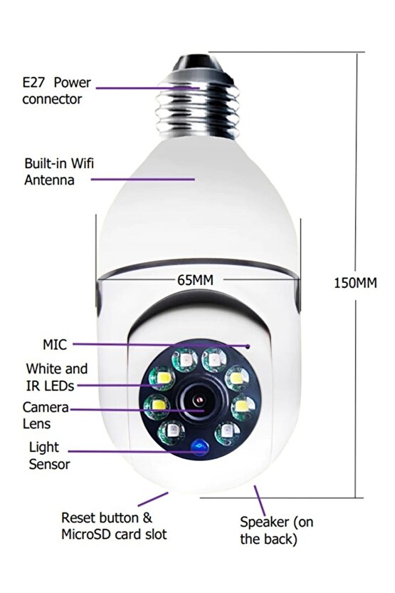 Full Hd 1080p Kamera Bebek Izleme Ve Güvenlik Kamerası Wifi 360 Derece Dönebilen Kamera