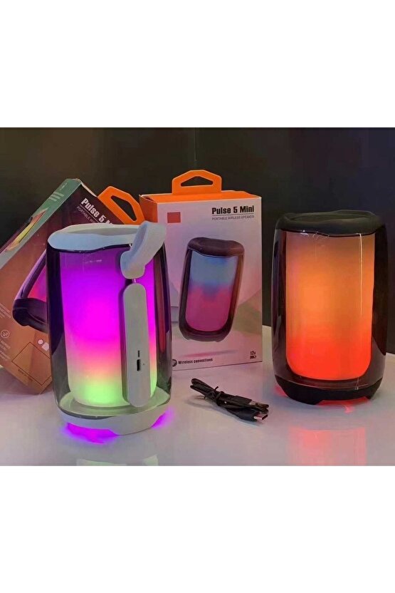 Pulse5 Mini Bluetooth Hoparlör Tws Özellikli Led Işıklı Kablosuz Speaker Ses Bombası