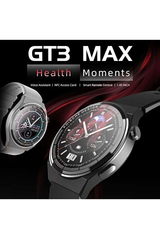 Gt3 Max Porshe 22mm Ios Android Uyumlu Akıllı Saat Bt Arama Cevaplama Özellikli 1,45inç Tam Ekran