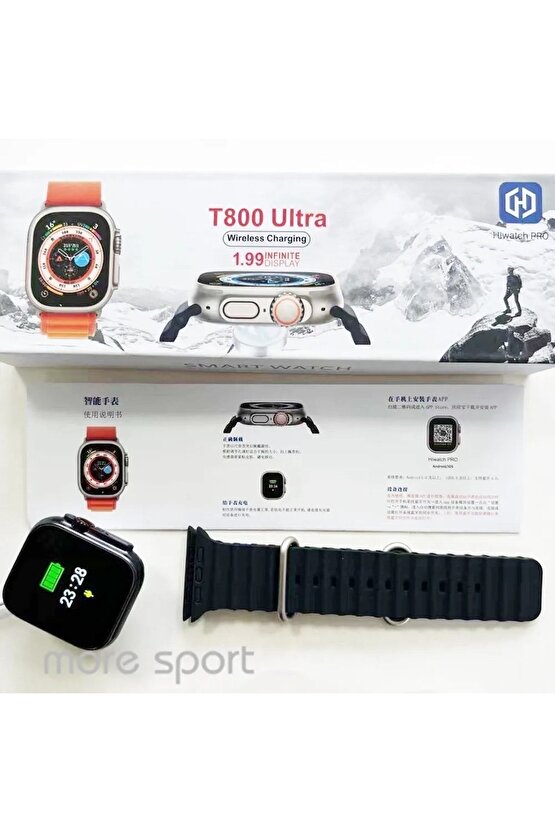 T800 Ultra 49mm Ios Android Uyumlu Akıllı Saat Bt Arama Cevaplama Özellikli 1,99inç Tam Ekran