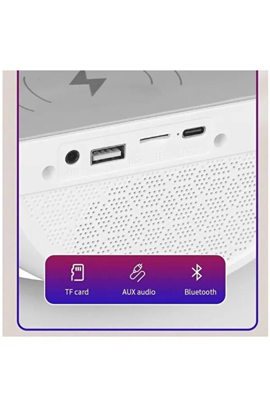 G Bluetooth Hoparlör Sd Kart Usb Fm Radyo 5w Kablosuz Şarj Gece Lambası Ambians Led Işık