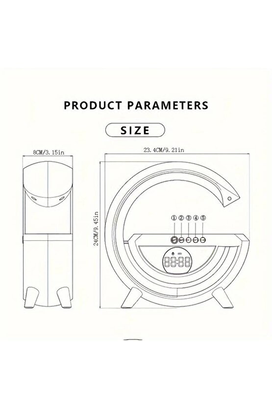 G Bluetooth Hoparlör Sd Kart Usb Fm Radyo 5w Kablosuz Şarj Gece Lambası Ambians Led Işık