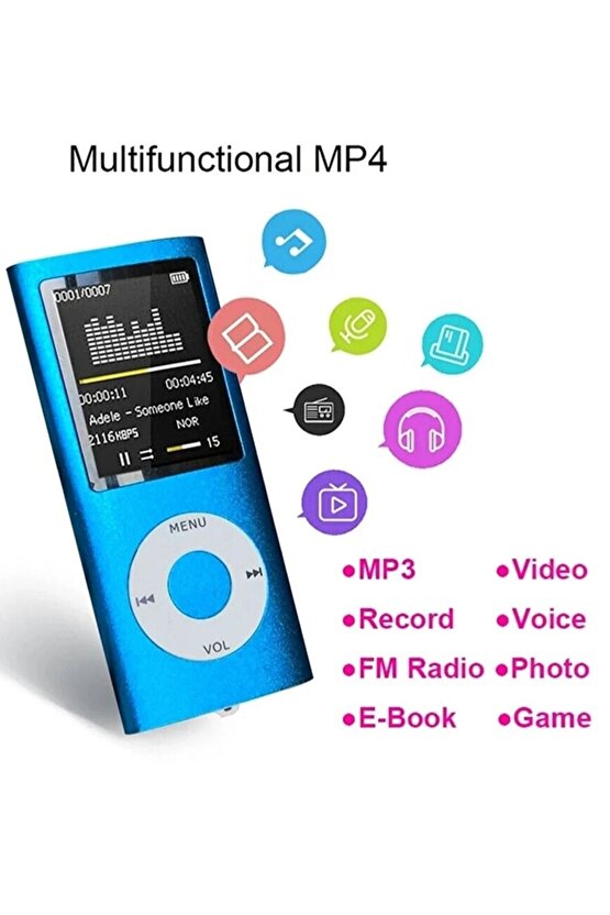 Mp3 Çalar Ses Kayıt Fm Radyo Sd Kart Girişli Mp4 Player 1.8 Inç Renkli Ekran