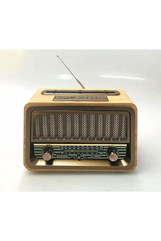 Nostaljik Radyo Bluetooth Hoparlör Fm Radio Sd Kart Usb Girişli Şarjlı Speaker