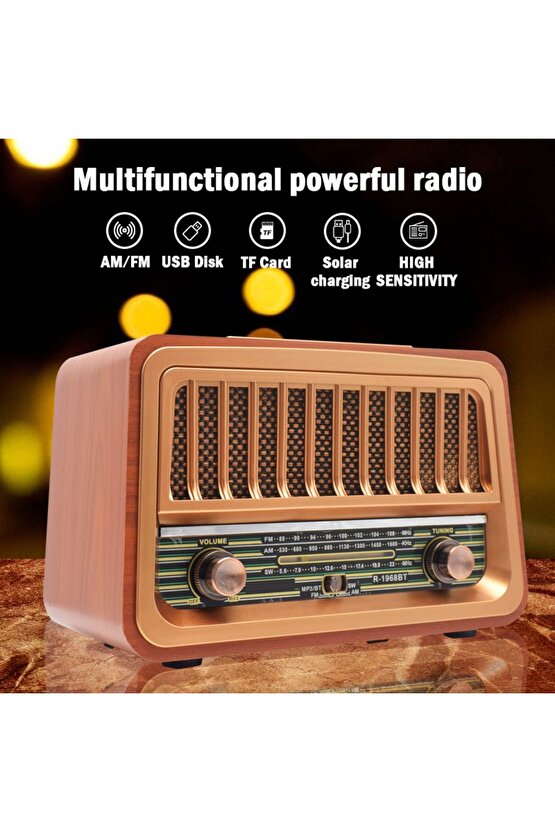 Nostaljik Radyo Bluetooth Hoparlör Fm Radio Sd Kart Usb Girişli Şarjlı Speaker