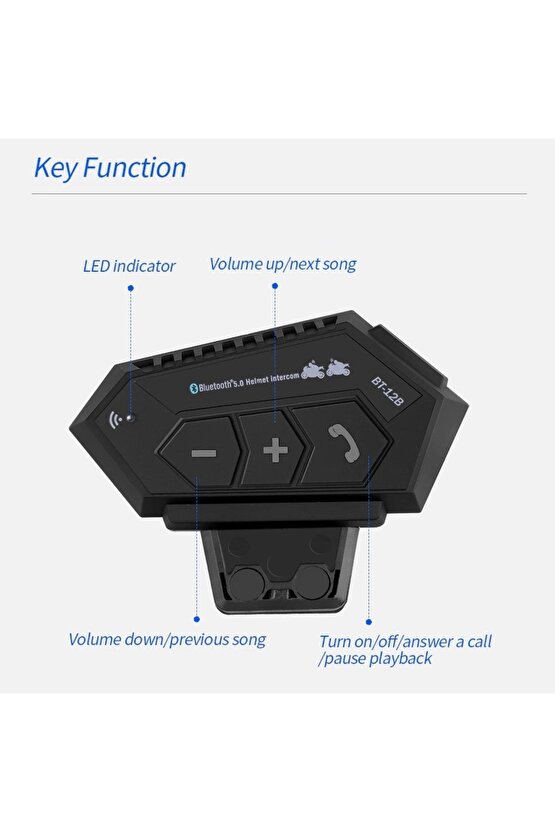 Motosiklet Kask Bluetooth Kulaklık Interkom Su Geçirmez Kablosuz Mikrofonlu Çift Kulaklık Eşleşme